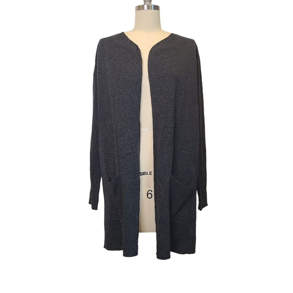 Eileen‎ Fisher Cardigan Womens S Gray Wool Blend Minimalist Lagenlook Open Front